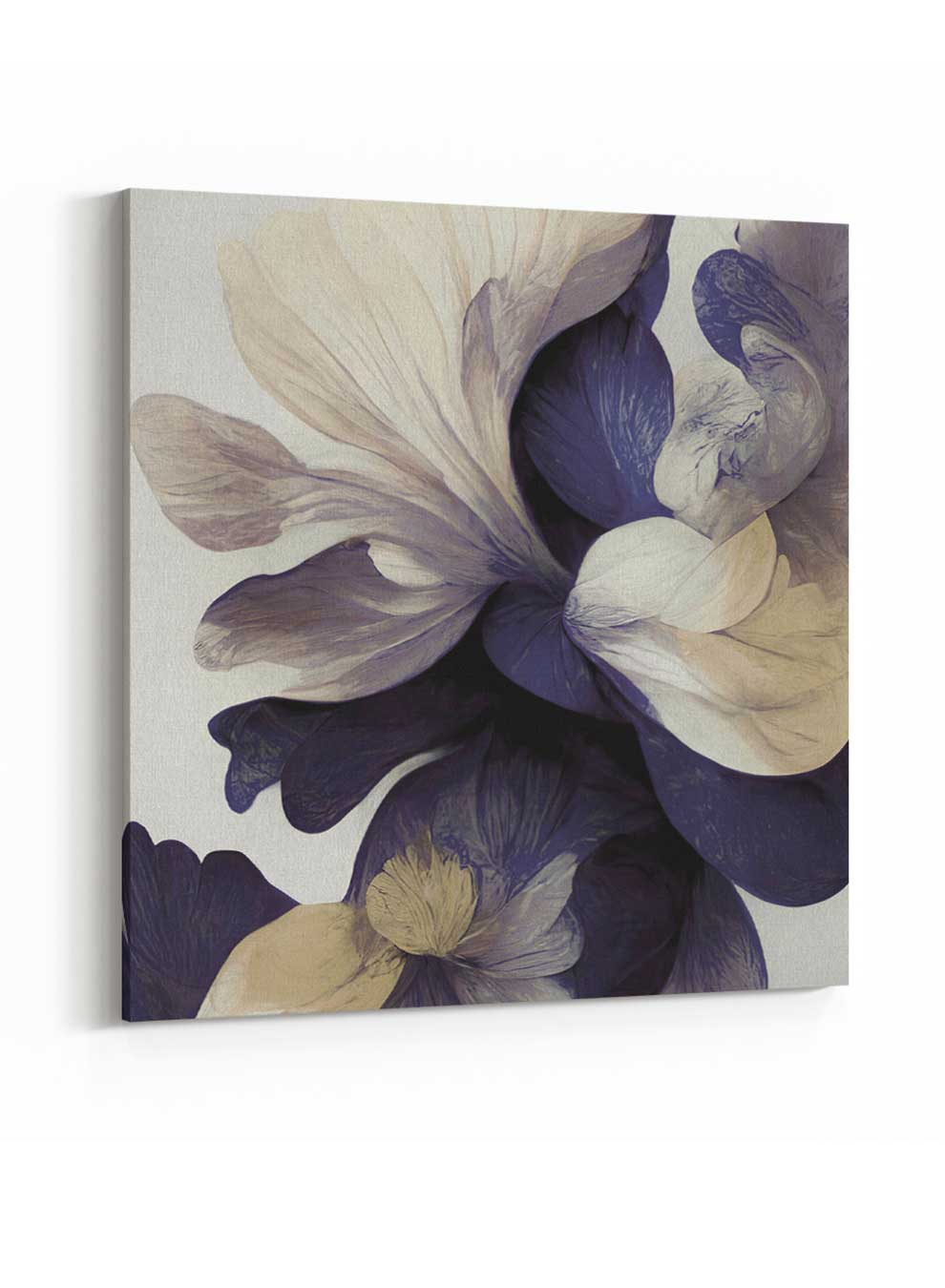 Square Canvas Wall Art Stretched Over Wooden Frame with Black Floating Frame and Beautiful Flowers Painting Paintings & Pictures| LOWHA