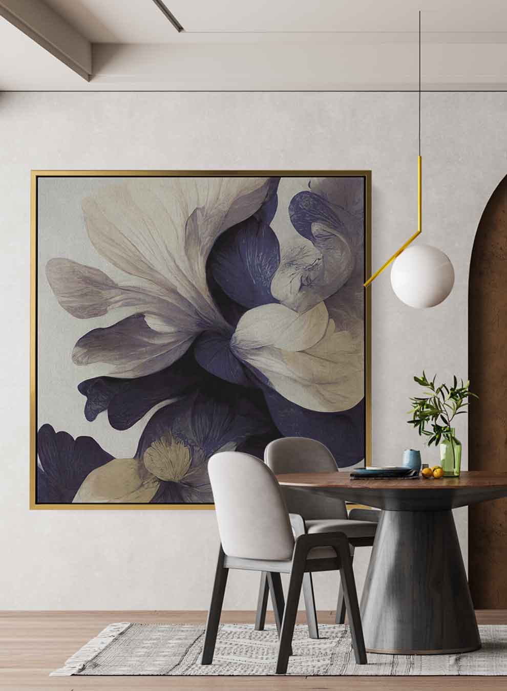 Square Canvas Wall Art Stretched Over Wooden Frame with Black Floating Frame and Beautiful Flowers Painting Paintings & Pictures| LOWHA