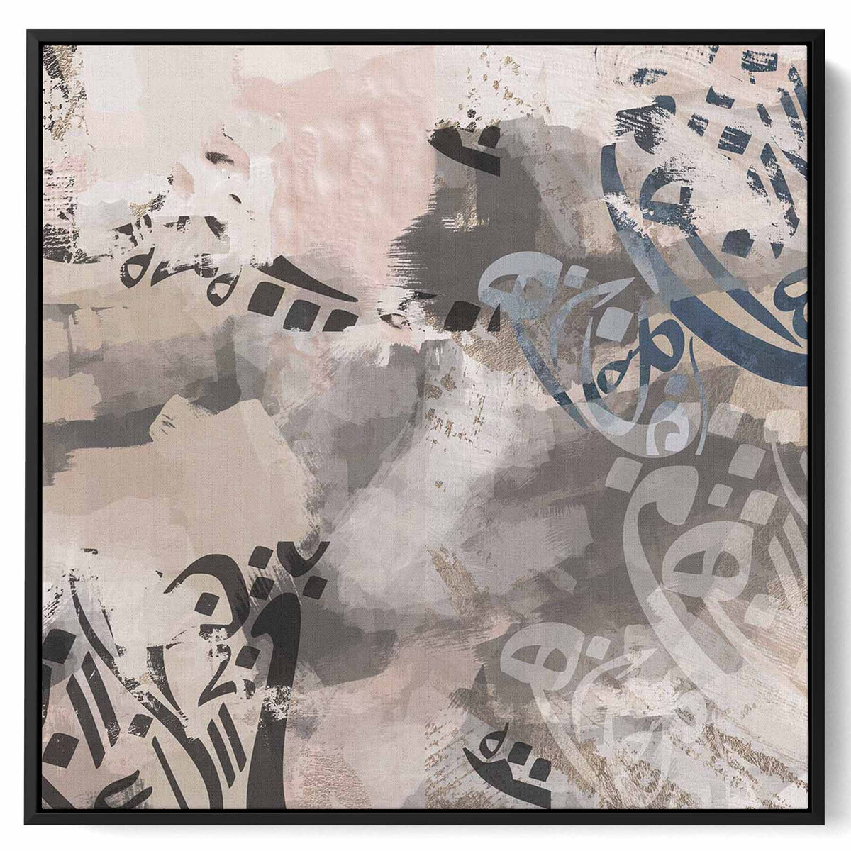 Square Canvas Wall Art Stretched Over Wooden Frame with Black Floating Frame and Blooming Flower Painting Paintings & Pictures| LOWHA