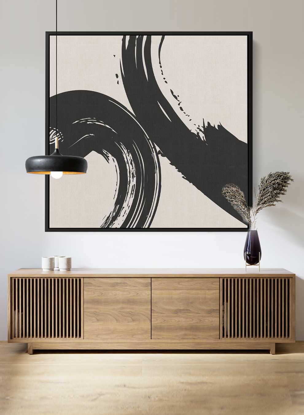 Square Canvas Wall Art Stretched Over Wooden Frame with Black Floating Frame and Bohemian Art Painting Paintings & Pictures| LOWHA