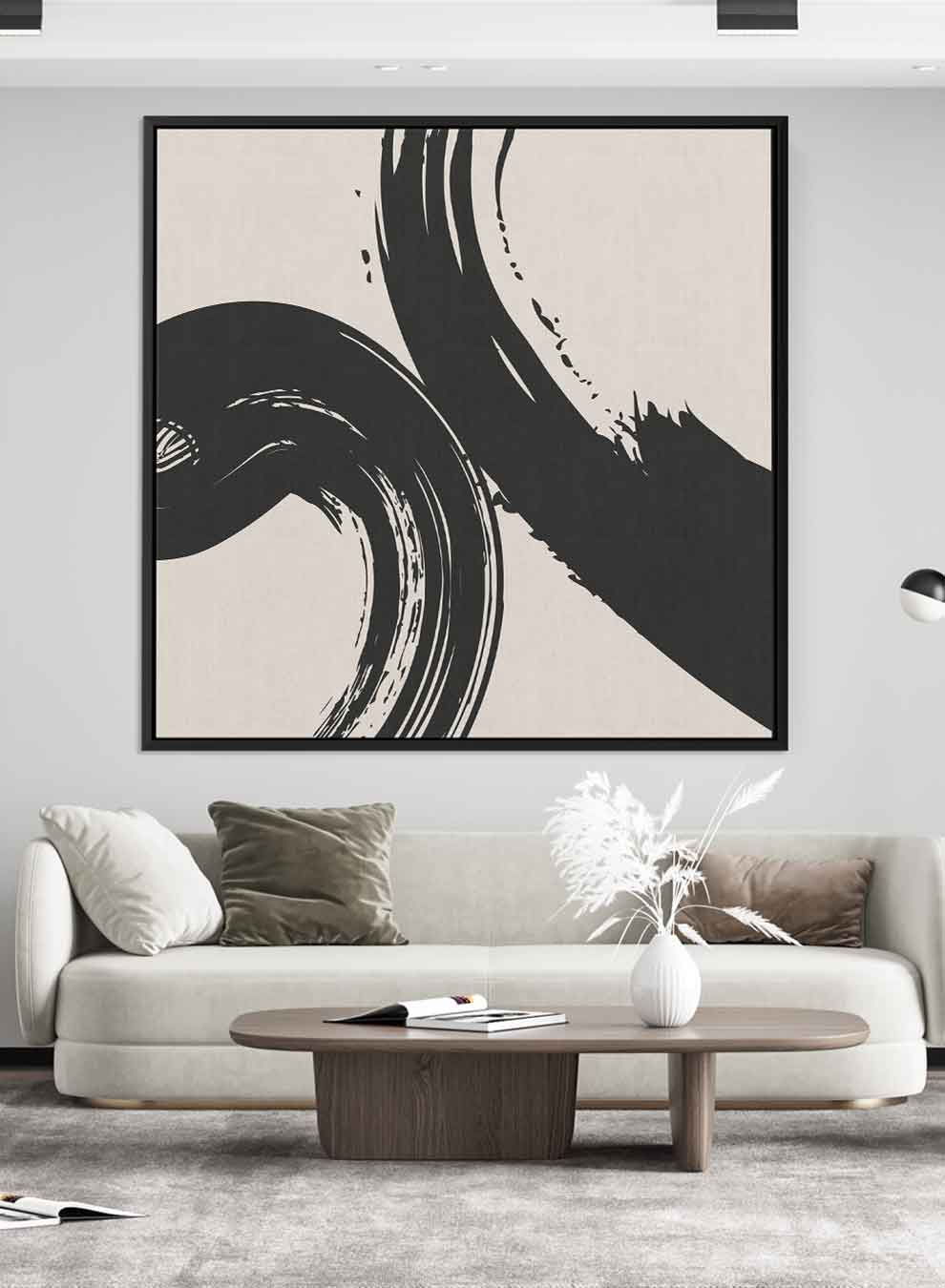 Square Canvas Wall Art Stretched Over Wooden Frame with Black Floating Frame and Bohemian Art Painting Paintings & Pictures| LOWHA
