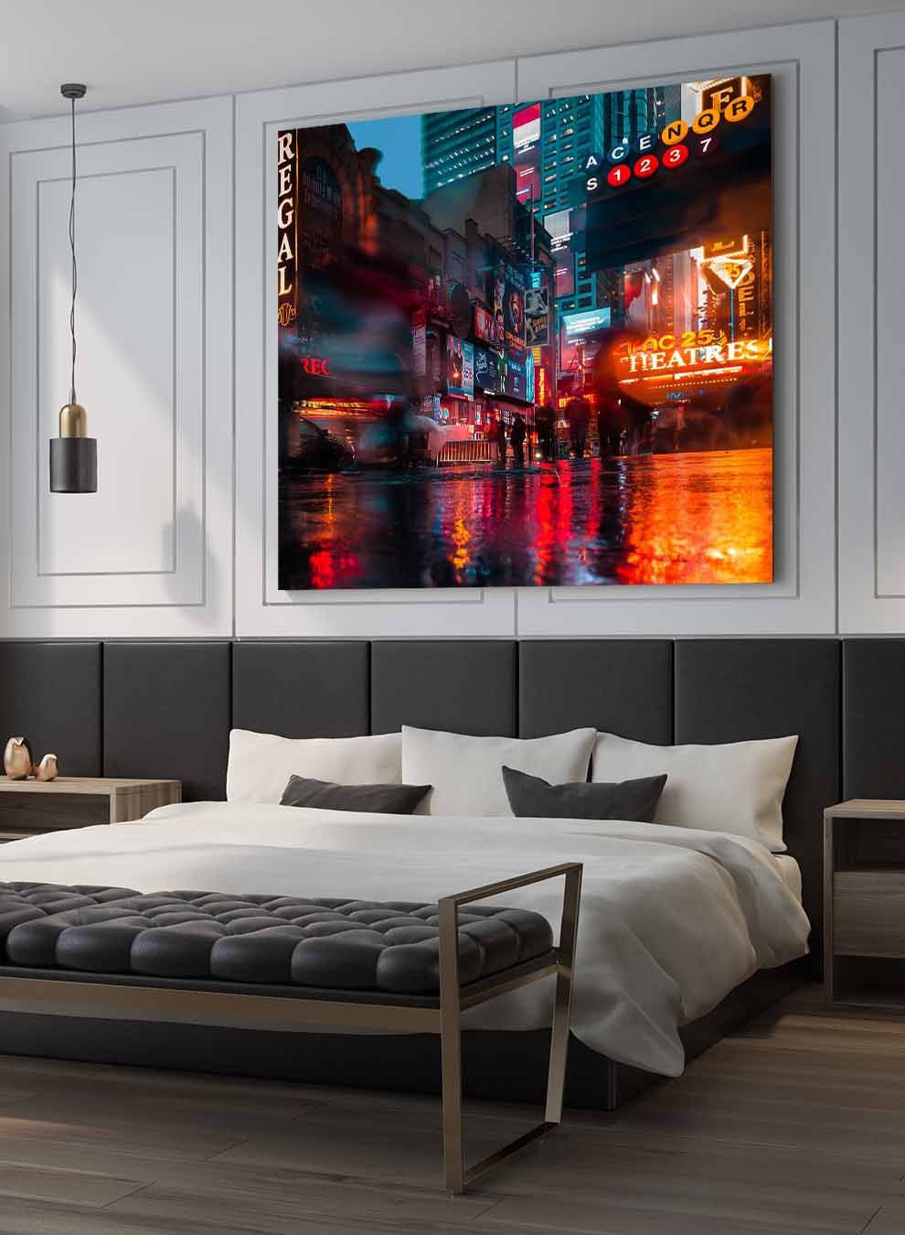 Square Canvas Wall Art Stretched Over Wooden Frame with Black Floating Frame and City View Oil Painting Paintings & Pictures| LOWHA