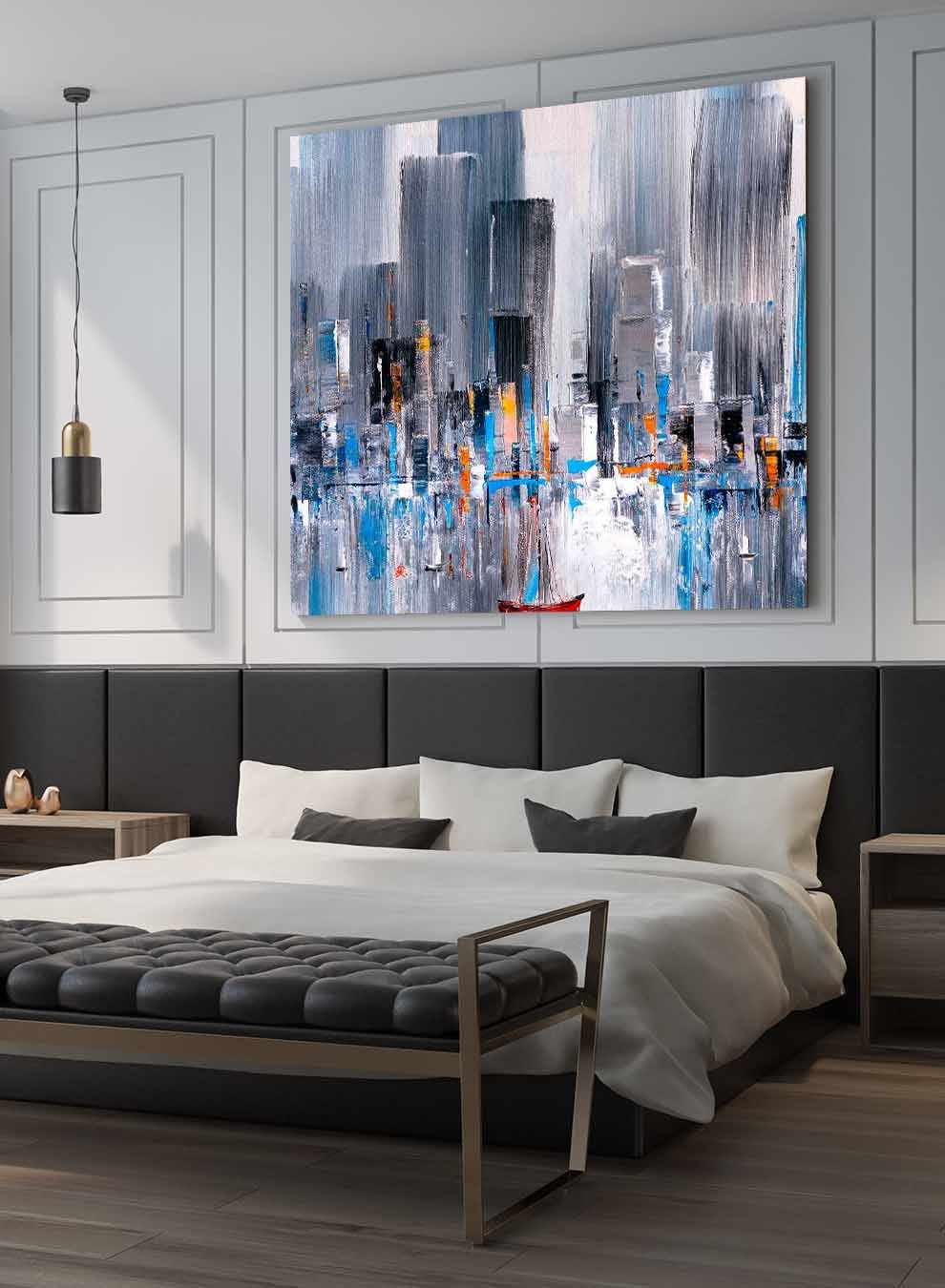 Square Canvas Wall Art Stretched Over Wooden Frame with Black Floating Frame and Colourful Oil Painting Paintings & Pictures| LOWHA