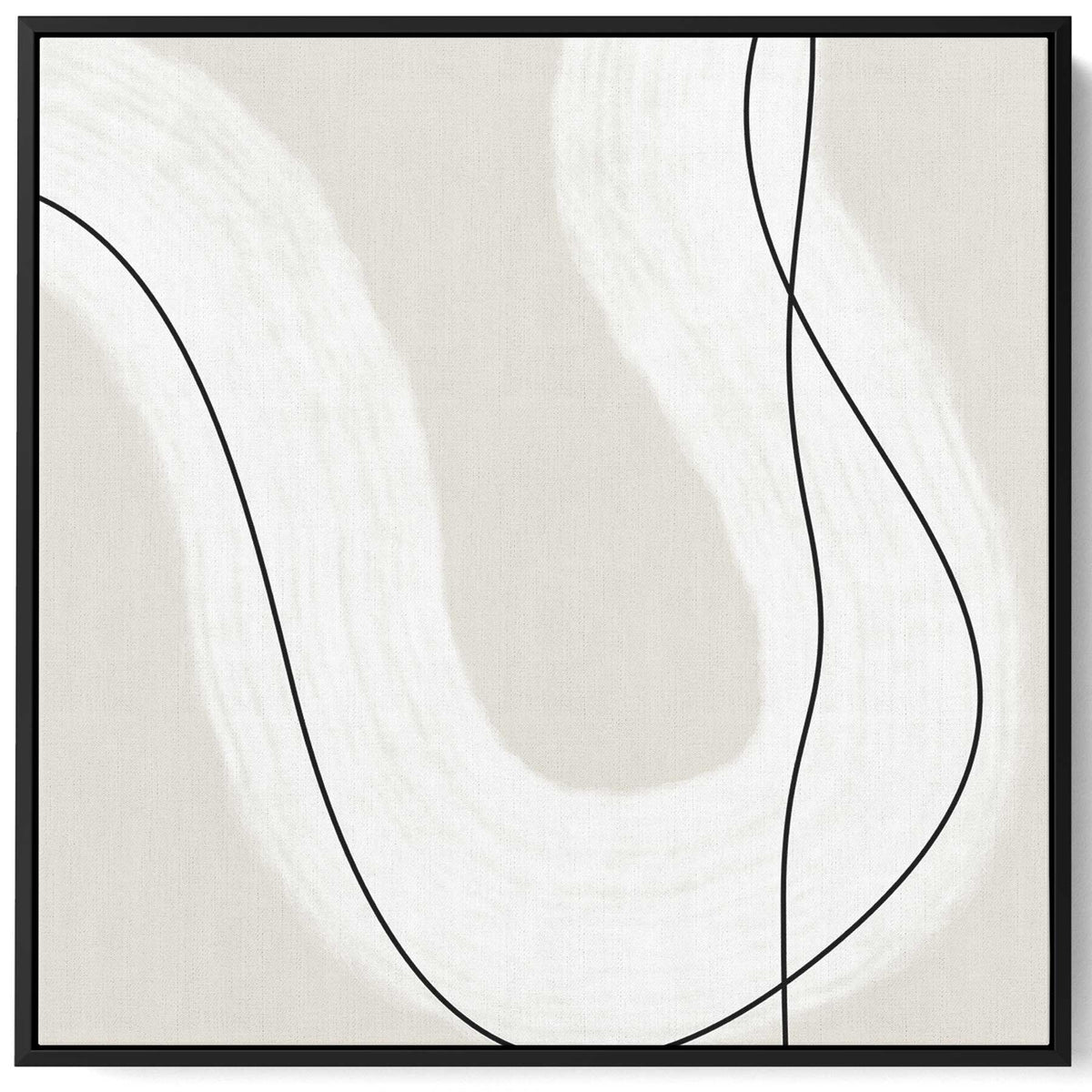 Square Canvas Wall Art Stretched Over Wooden Frame with Black Floating Frame and Curved Line Abstract Painting Paintings & Pictures| LOWHA