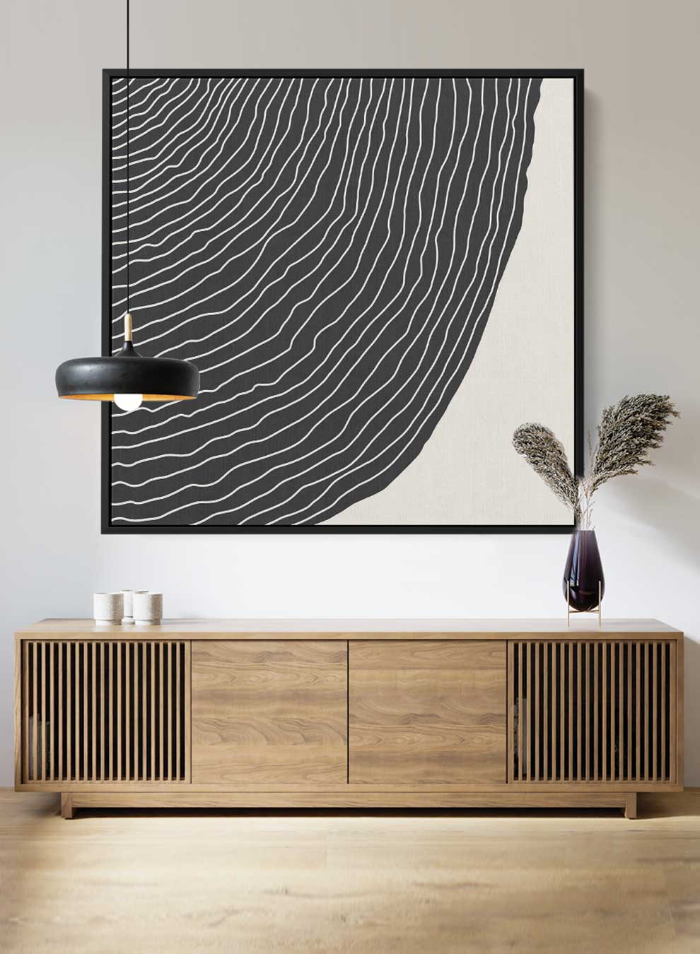 Square Canvas Wall Art Stretched Over Wooden Frame with Black Floating Frame and Fading Dotts Painting Paintings & Pictures| LOWHA