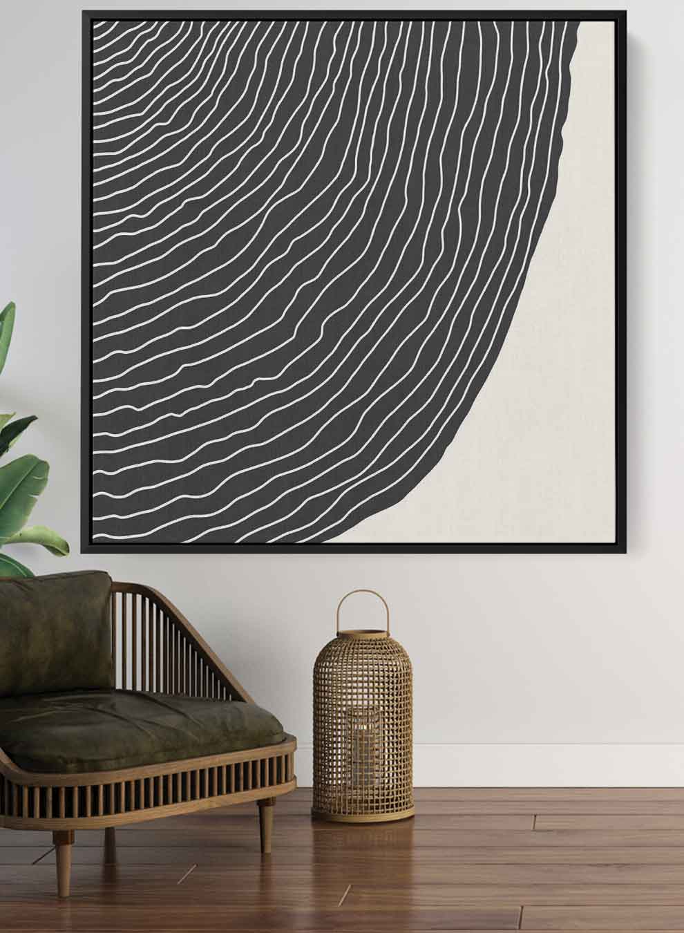 Square Canvas Wall Art Stretched Over Wooden Frame with Black Floating Frame and Fading Dotts Painting Paintings & Pictures| LOWHA