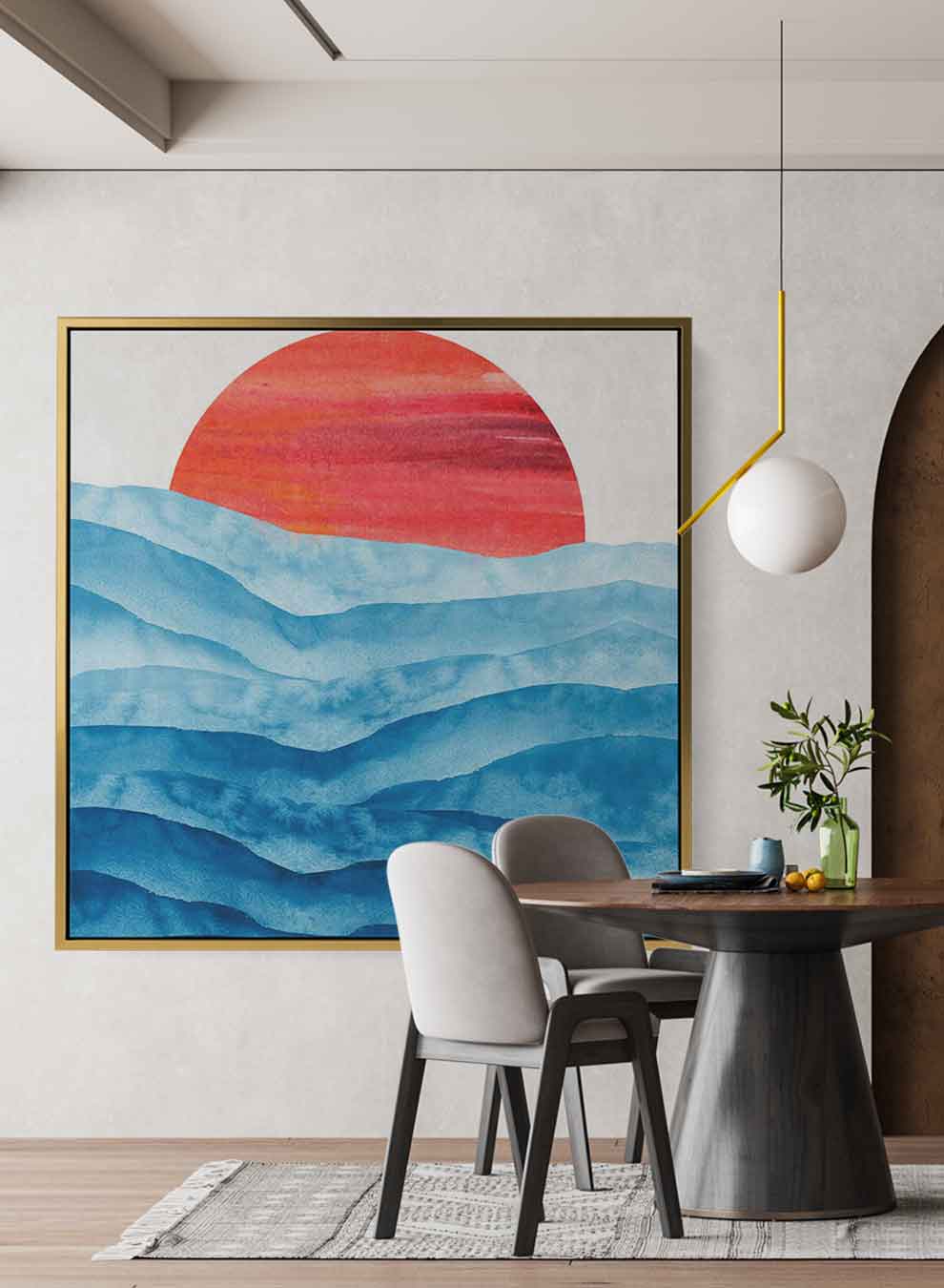 Square Canvas Wall Art Stretched Over Wooden Frame with Black Floating Frame and Floral Abstract Painting Paintings & Pictures| LOWHA
