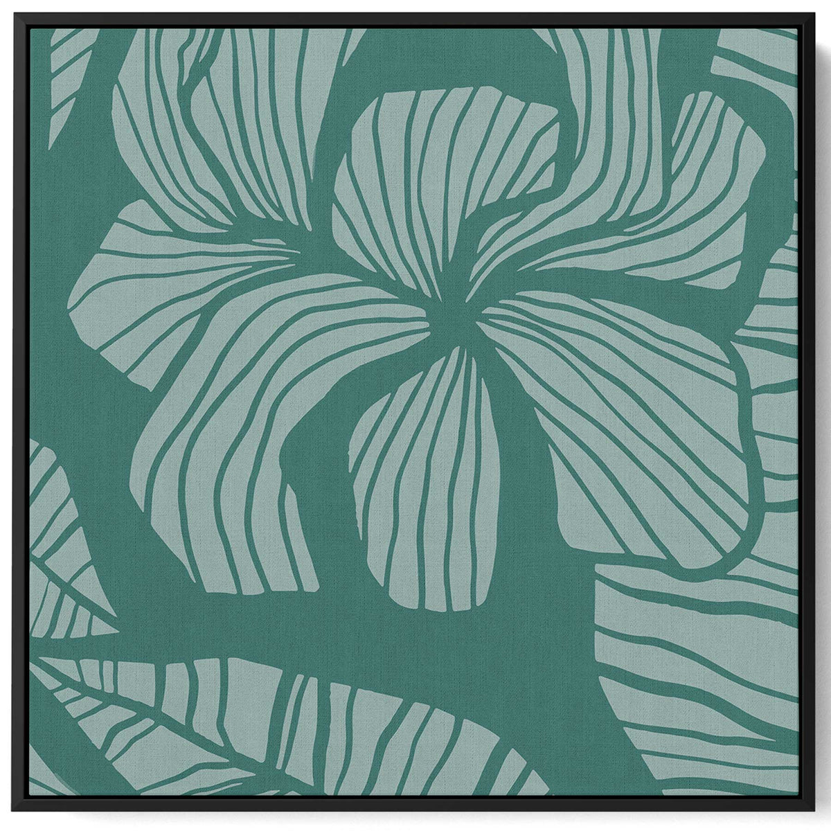 Square Canvas Wall Art Stretched Over Wooden Frame with Black Floating Frame and Floral Art Pattern Painting Paintings & Pictures| LOWHA