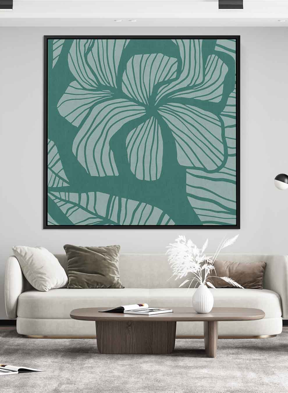 Square Canvas Wall Art Stretched Over Wooden Frame with Black Floating Frame and Floral Art Pattern Painting Paintings & Pictures| LOWHA