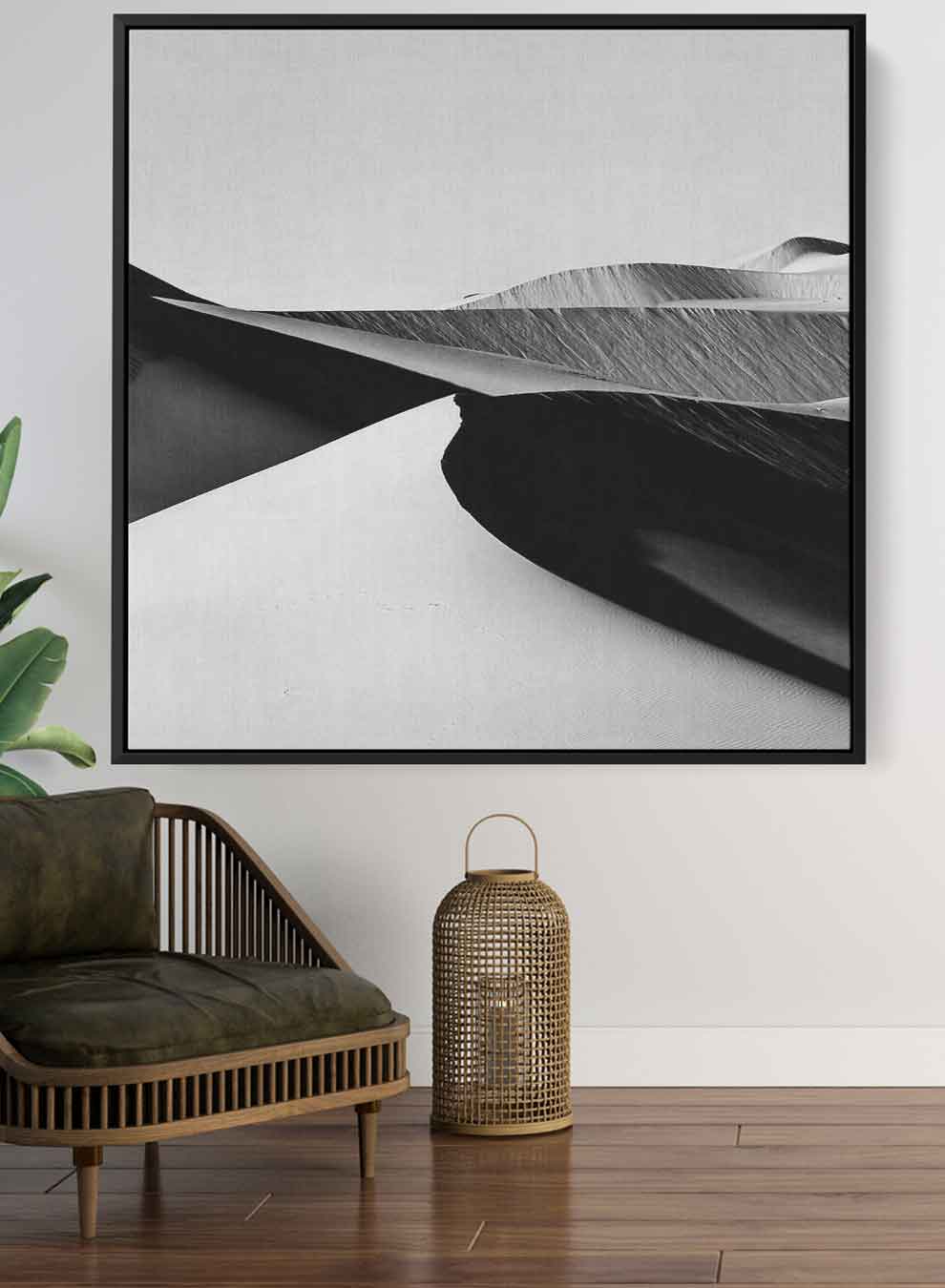Square Canvas Wall Art Stretched Over Wooden Frame with Black Floating Frame and Flower Art Painting Paintings & Pictures| LOWHA