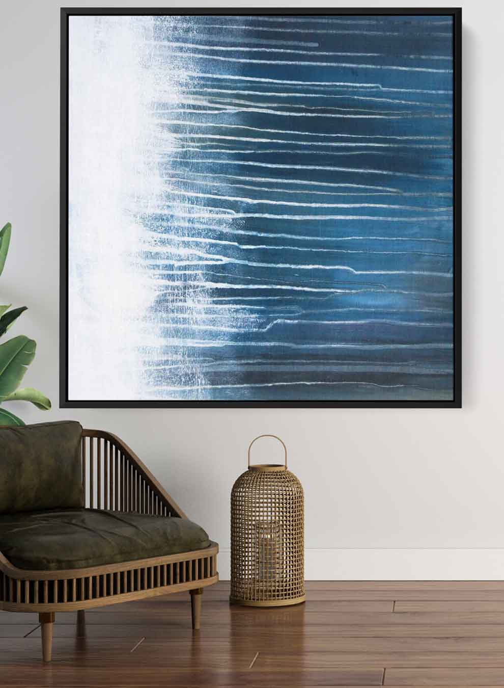 Square Canvas Wall Art Stretched Over Wooden Frame with Black Floating Frame and Flowers Oil Painting Paintings & Pictures| LOWHA