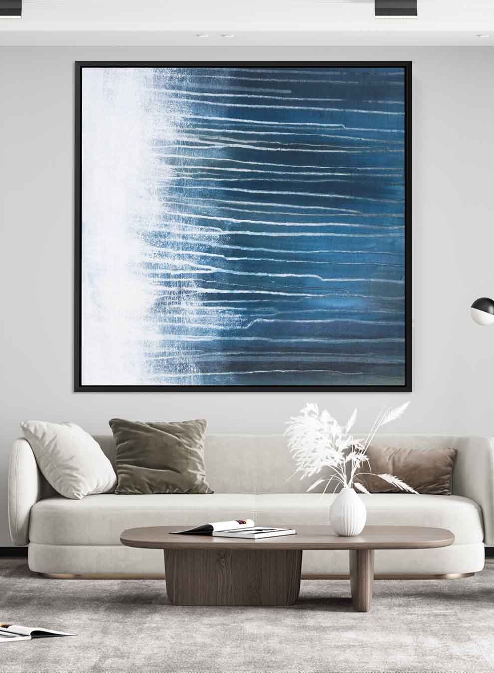 Square Canvas Wall Art Stretched Over Wooden Frame with Black Floating Frame and Flowers Oil Painting Paintings & Pictures| LOWHA