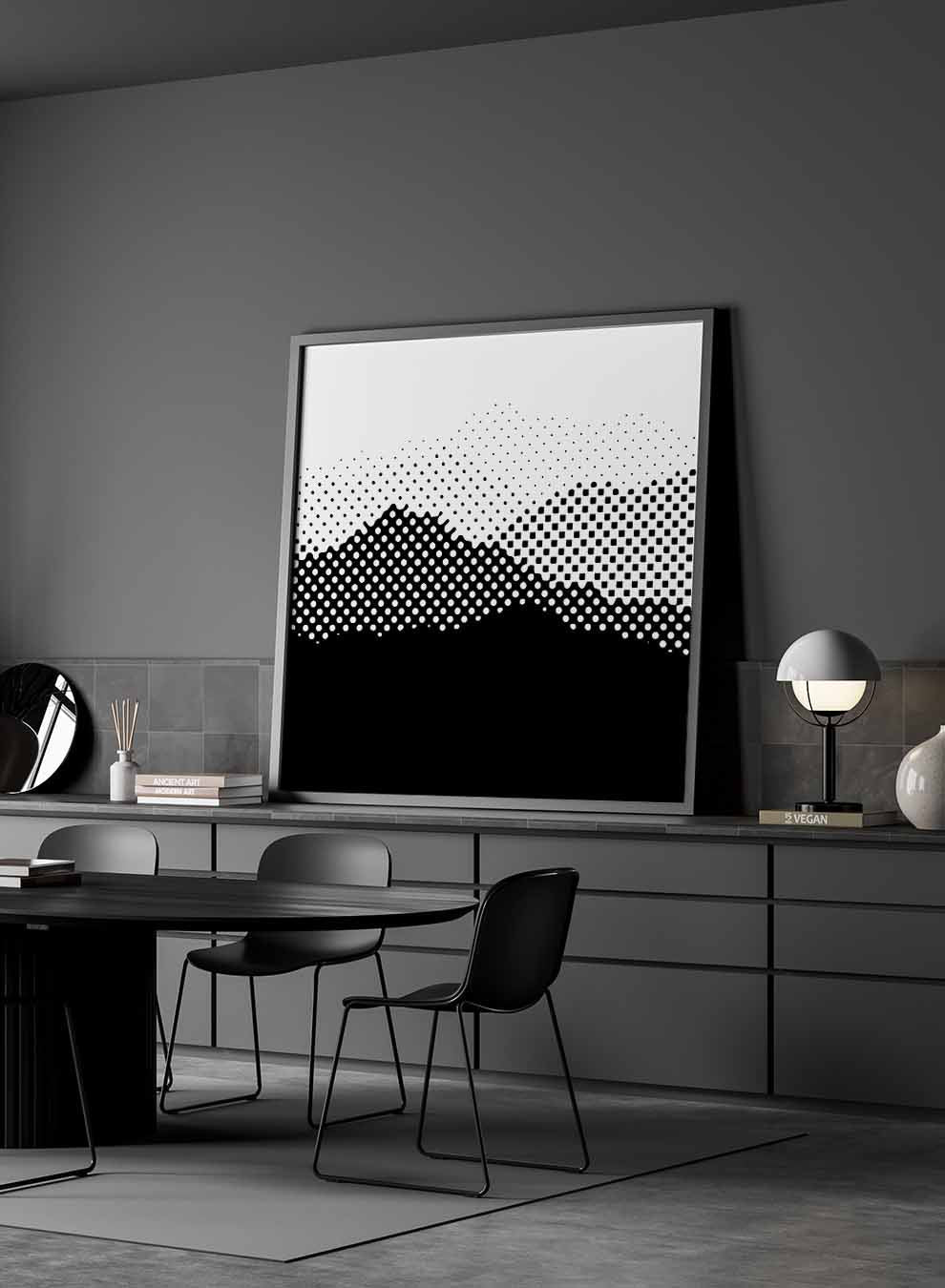 Square Canvas Wall Art Stretched Over Wooden Frame with Black Floating Frame and High Mountains Painting Paintings & Pictures| LOWHA
