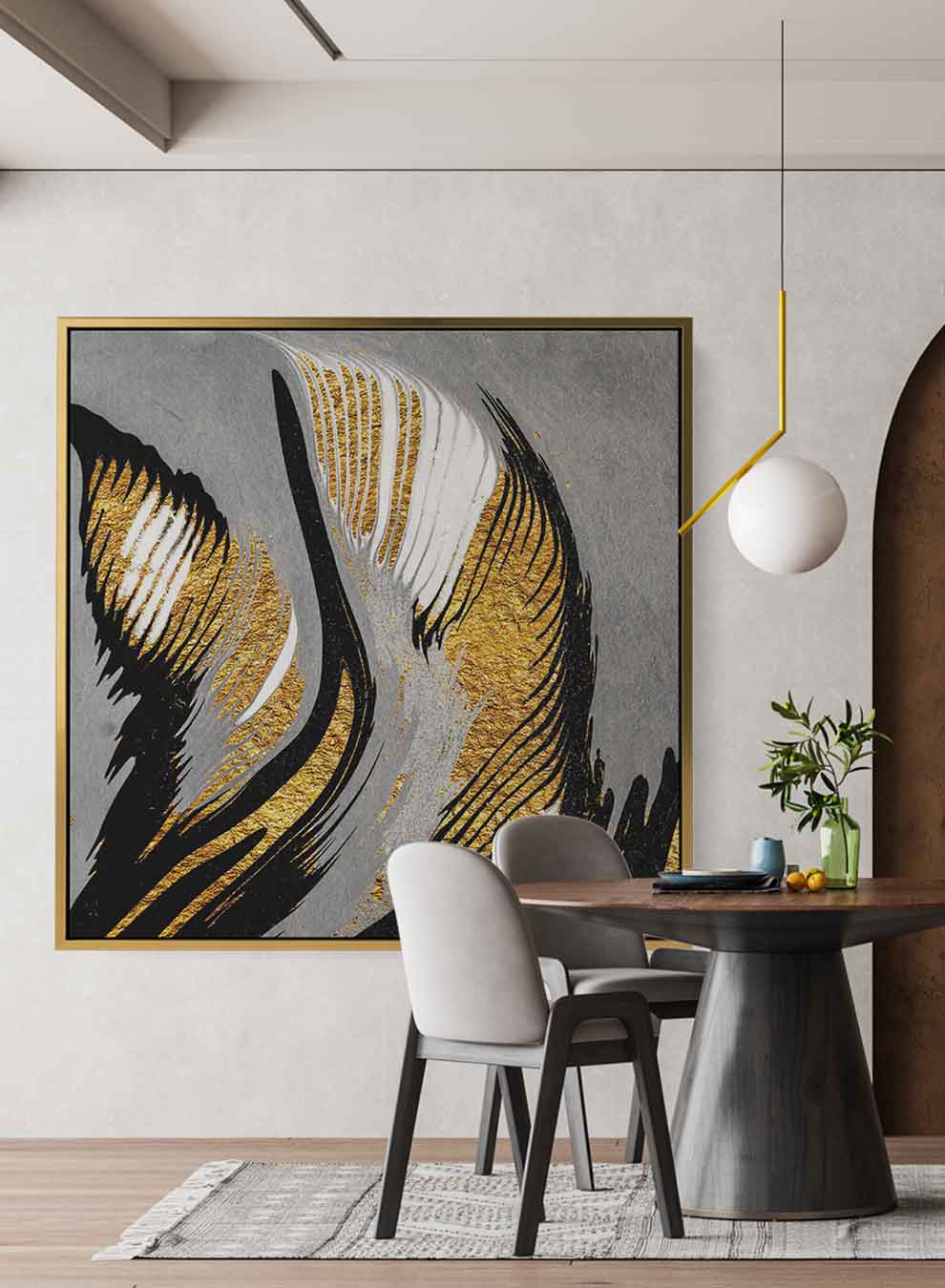 Square Canvas Wall Art Stretched Over Wooden Frame with Black Floating Frame and Lavender Fields Painting Paintings & Pictures| LOWHA
