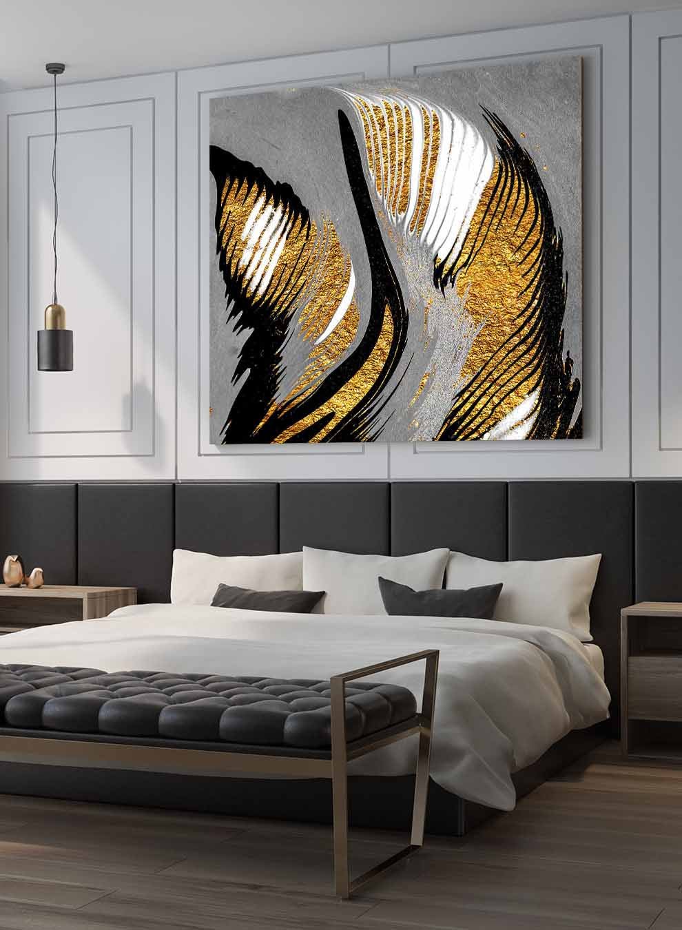 Square Canvas Wall Art Stretched Over Wooden Frame with Black Floating Frame and Lavender Fields Painting Paintings & Pictures| LOWHA