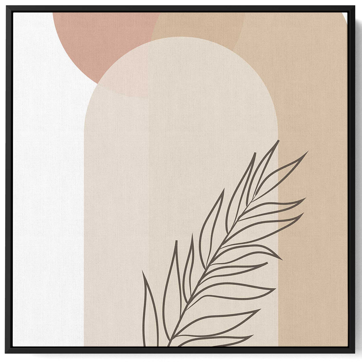 Square Canvas Wall Art Stretched Over Wooden Frame with Black Floating Frame and Leave Abstract Painting Paintings & Pictures| LOWHA