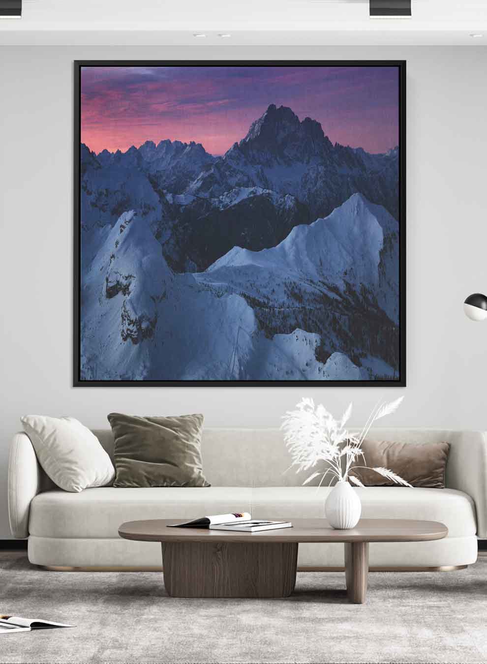 Square Canvas Wall Art Stretched Over Wooden Frame with Black Floating Frame and Man Covering His Face Painting Paintings & Pictures| LOWHA
