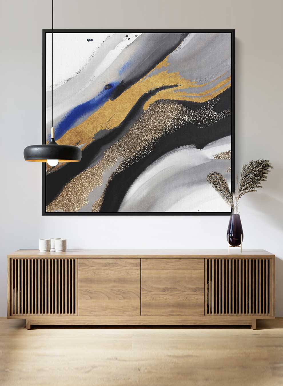 Square Canvas Wall Art Stretched Over Wooden Frame with Black Floating Frame and Mixed Colours Pattern Painting Paintings & Pictures| LOWHA