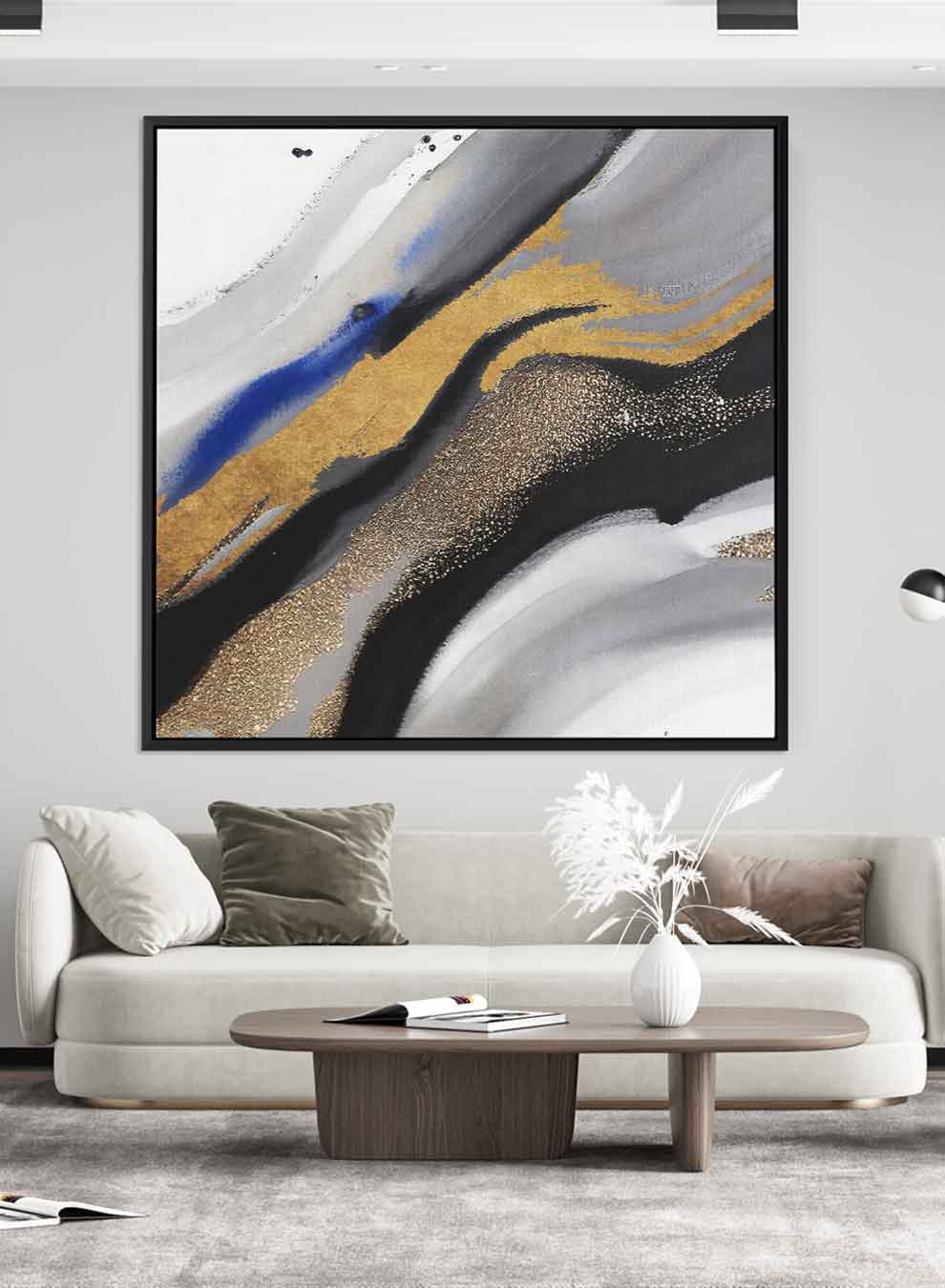 Square Canvas Wall Art Stretched Over Wooden Frame with Black Floating Frame and Mixed Colours Pattern Painting Paintings & Pictures| LOWHA