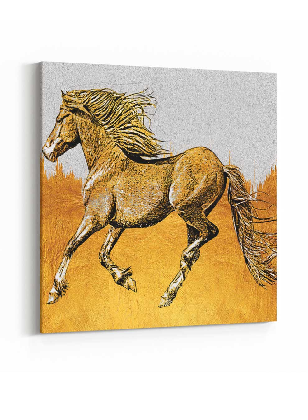 Square Canvas Wall Art Stretched Over Wooden Frame with Black Floating Frame and Mountain With Ocean Wave Painting Paintings & Pictures| LOWHA