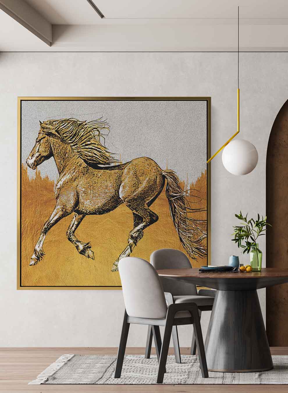 Square Canvas Wall Art Stretched Over Wooden Frame with Black Floating Frame and Mountain With Ocean Wave Painting Paintings & Pictures| LOWHA
