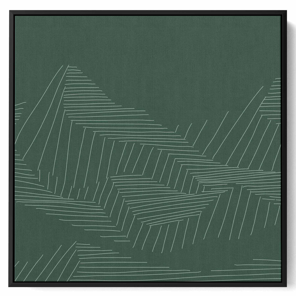 Square Canvas Wall Art Stretched Over Wooden Frame with Black Floating Frame and Mountains Abstract Painting Paintings & Pictures| LOWHA