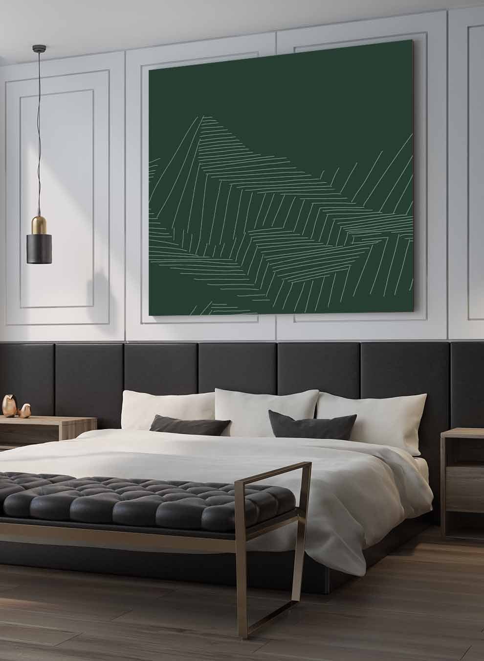 Square Canvas Wall Art Stretched Over Wooden Frame with Black Floating Frame and Mountains Abstract Painting Paintings & Pictures| LOWHA