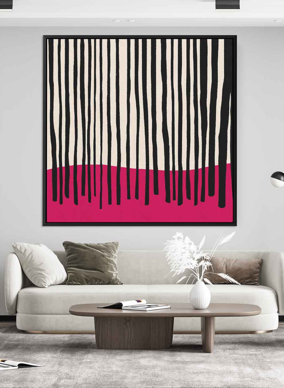 Square Canvas Wall Art Stretched Over Wooden Frame with Black Floating Frame and Night In The City Painting Paintings & Pictures| LOWHA