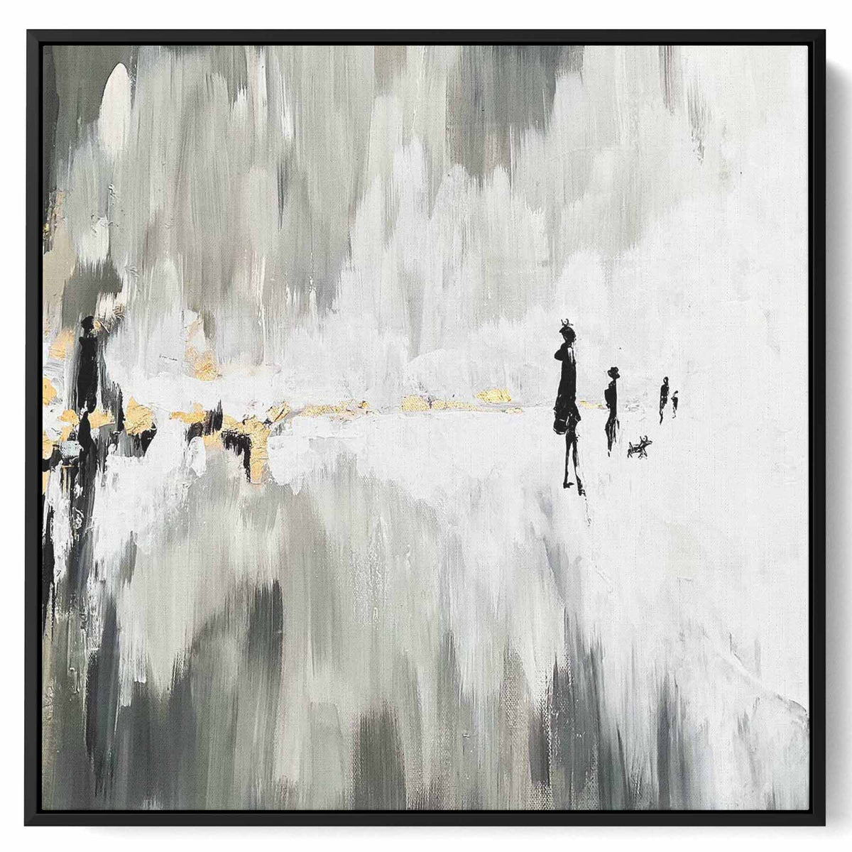 Square Canvas Wall Art Stretched Over Wooden Frame with Black Floating Frame and One Line Face Abstract Painting Paintings & Pictures| LOWHA