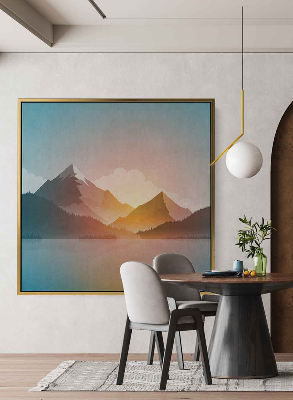 Square Canvas Wall Art Stretched Over Wooden Frame with Black Floating Frame and Repeated Pattern Painting Paintings & Pictures| LOWHA