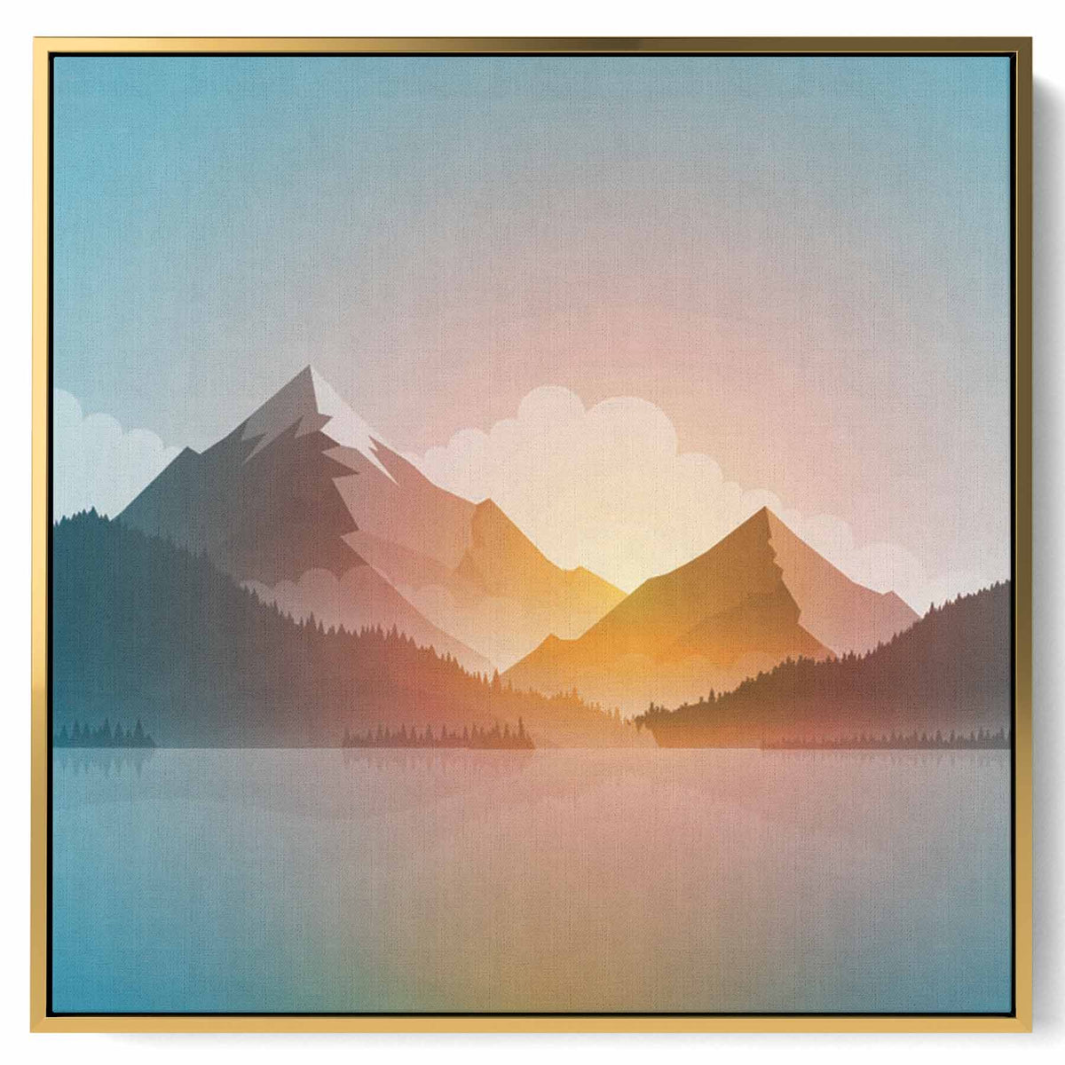 Square Canvas Wall Art Stretched Over Wooden Frame with Black Floating Frame and Repeated Pattern Painting Paintings & Pictures| LOWHA