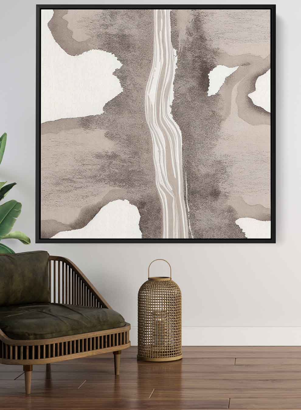 Square Canvas Wall Art Stretched Over Wooden Frame with Black Floating Frame and Road Pattern Painting Paintings & Pictures| LOWHA