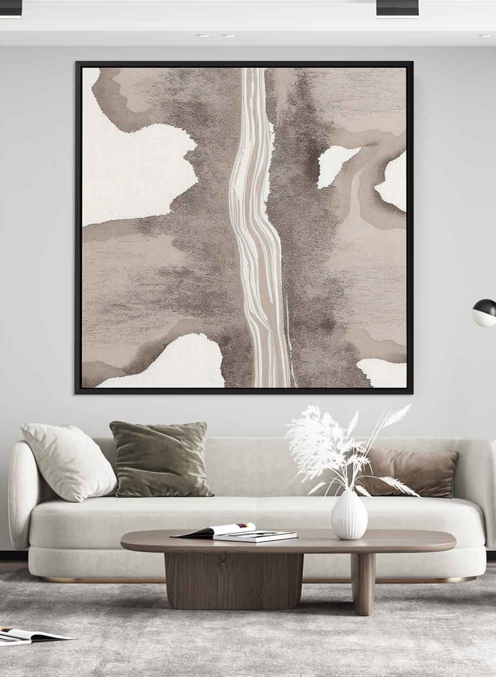 Square Canvas Wall Art Stretched Over Wooden Frame with Black Floating Frame and Road Pattern Painting Paintings & Pictures| LOWHA