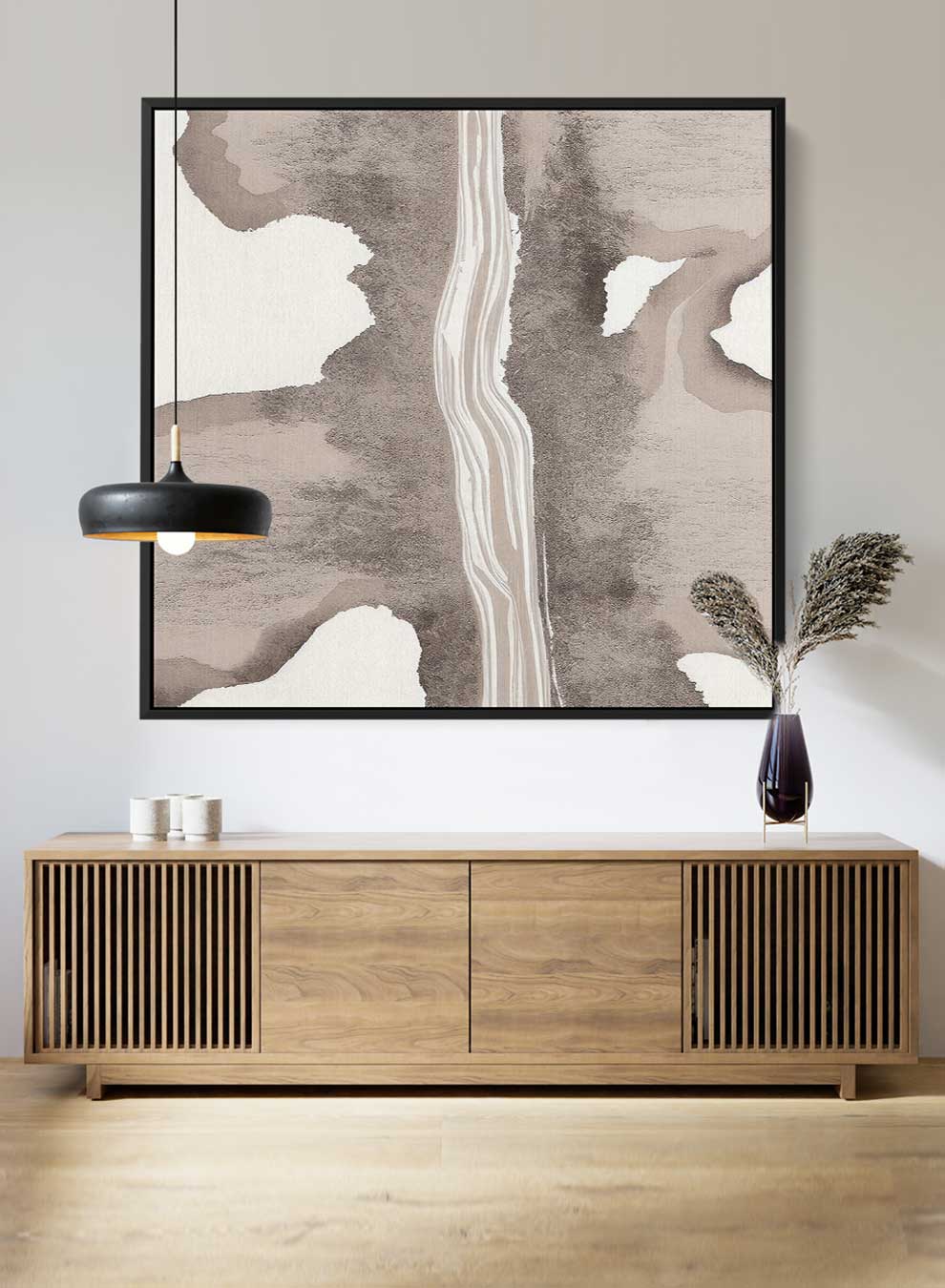 Square Canvas Wall Art Stretched Over Wooden Frame with Black Floating Frame and Road Pattern Painting Paintings & Pictures| LOWHA
