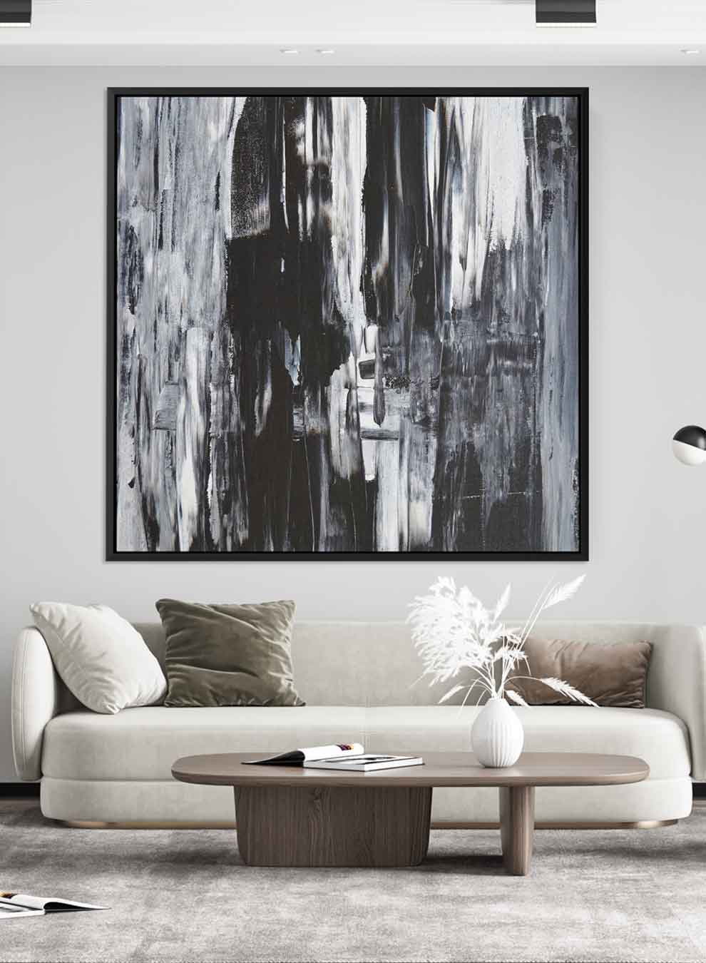 Square Canvas Wall Art Stretched Over Wooden Frame with Black Floating Frame and Sand Dunes Painting Paintings & Pictures| LOWHA