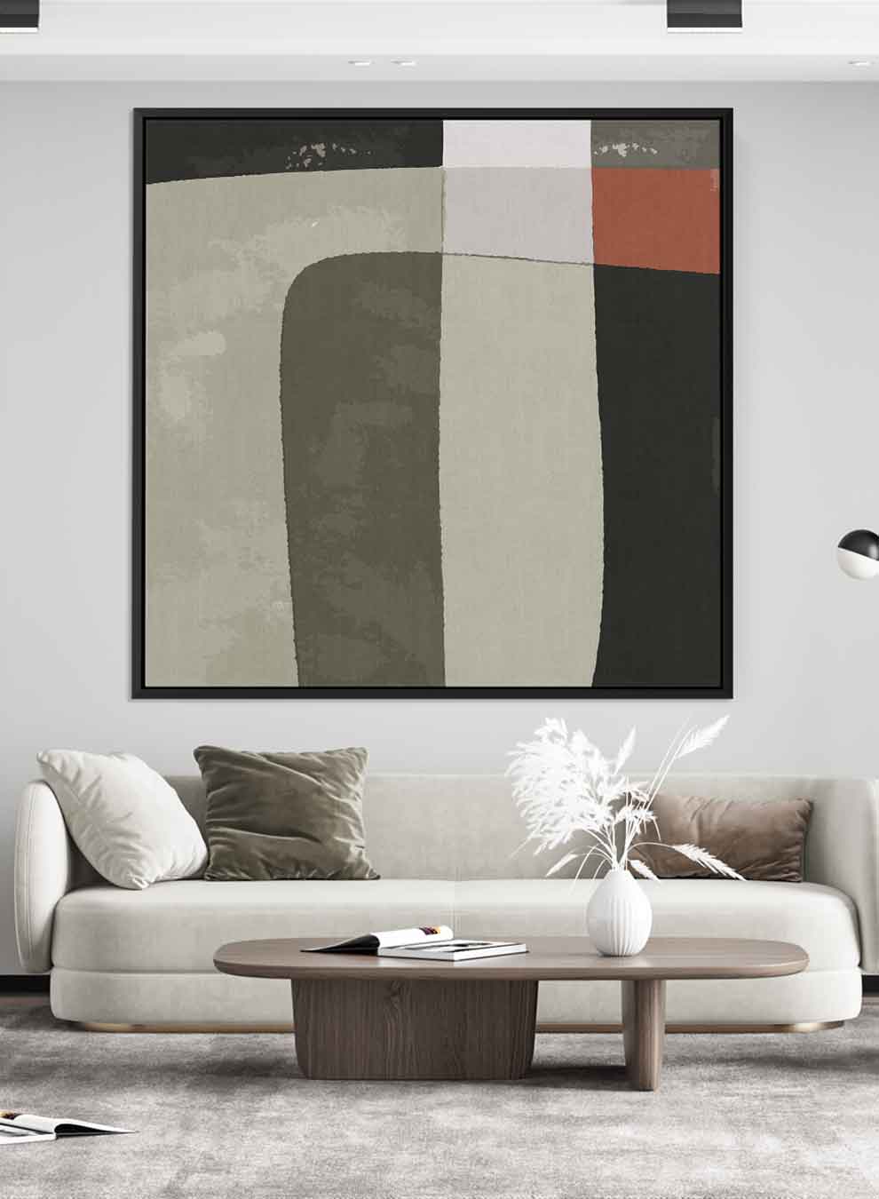 Square Canvas Wall Art Stretched Over Wooden Frame with Black Floating Frame and Scandinavian Abstract Art Painting Paintings & Pictures| LOWHA