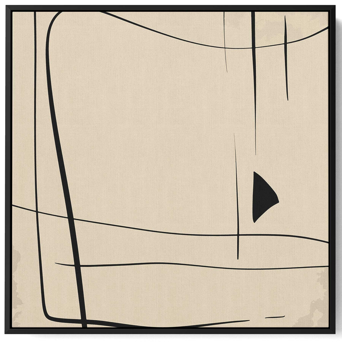 Square Canvas Wall Art Stretched Over Wooden Frame with Black Floating Frame and Scandinavian Abstract Brown Painting Paintings & Pictures| LOWHA