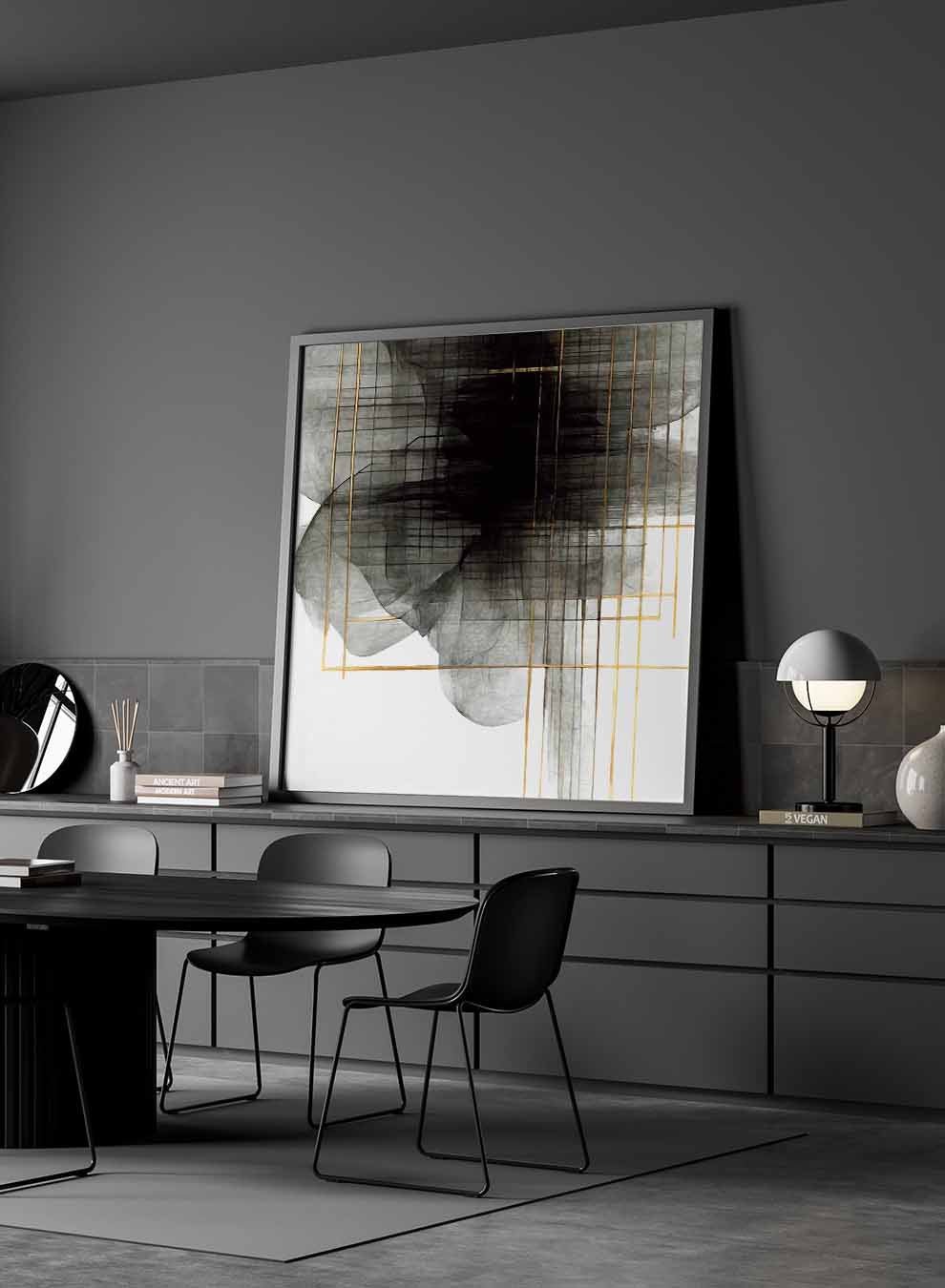 Square Canvas Wall Art Stretched Over Wooden Frame with Black Floating Frame and Sea Wave Abstract Painting Paintings & Pictures| LOWHA