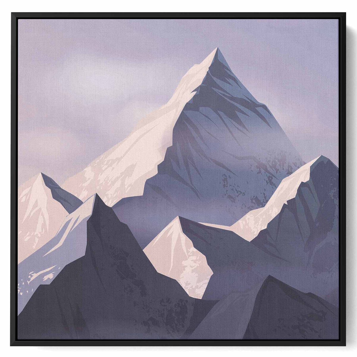 Square Canvas Wall Art Stretched Over Wooden Frame with Black Floating Frame and Sunrise Of Snow Mountains Painting Paintings & Pictures| LOWHA