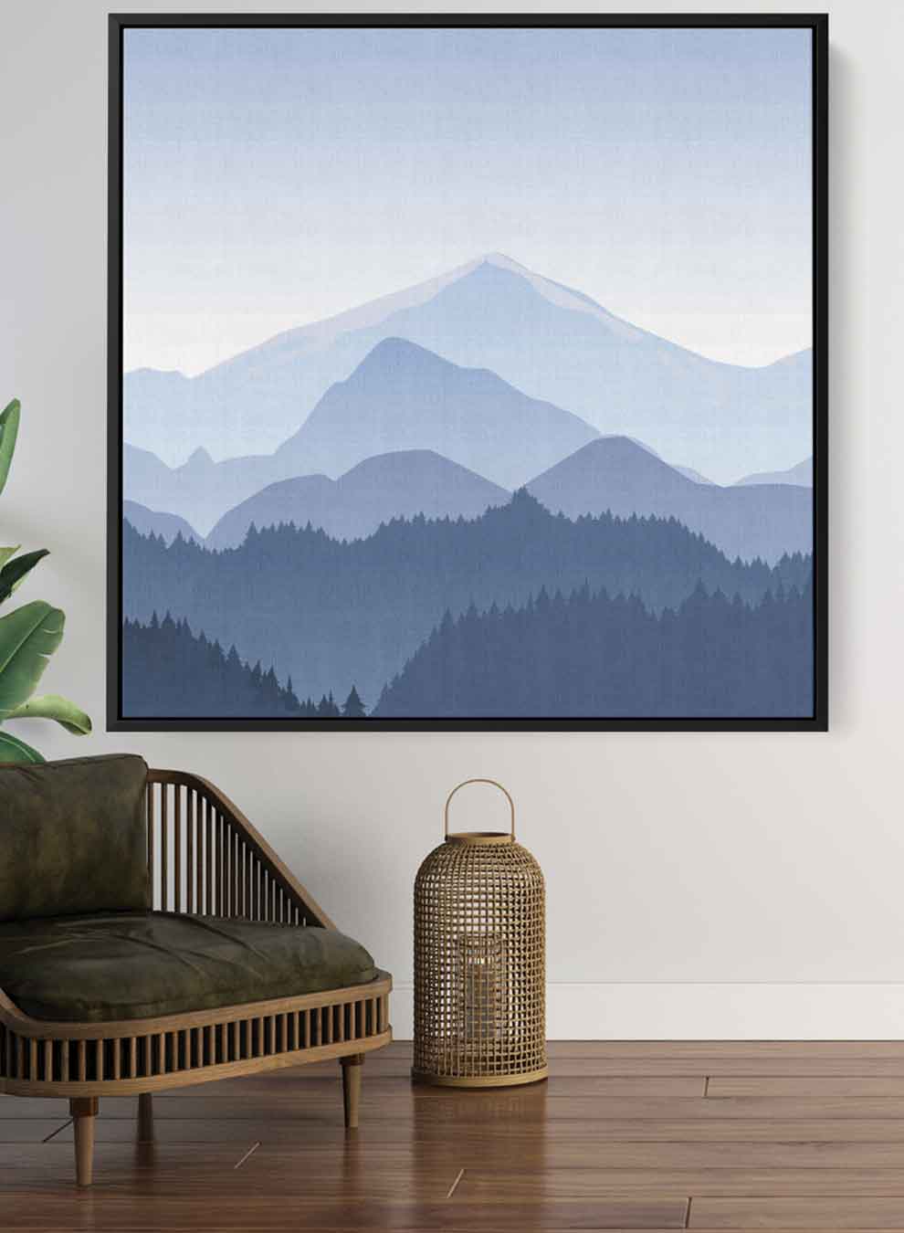 Square Canvas Wall Art Stretched Over Wooden Frame with Black Floating Frame and Wild Horse In Desert Painting Paintings & Pictures| LOWHA