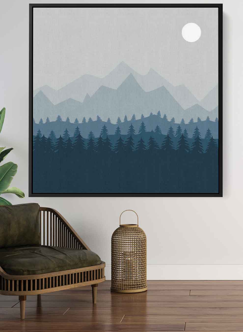 Square Canvas Wall Art Stretched Over Wooden Frame with Black Floating Frame and World Map Painting Paintings & Pictures| LOWHA