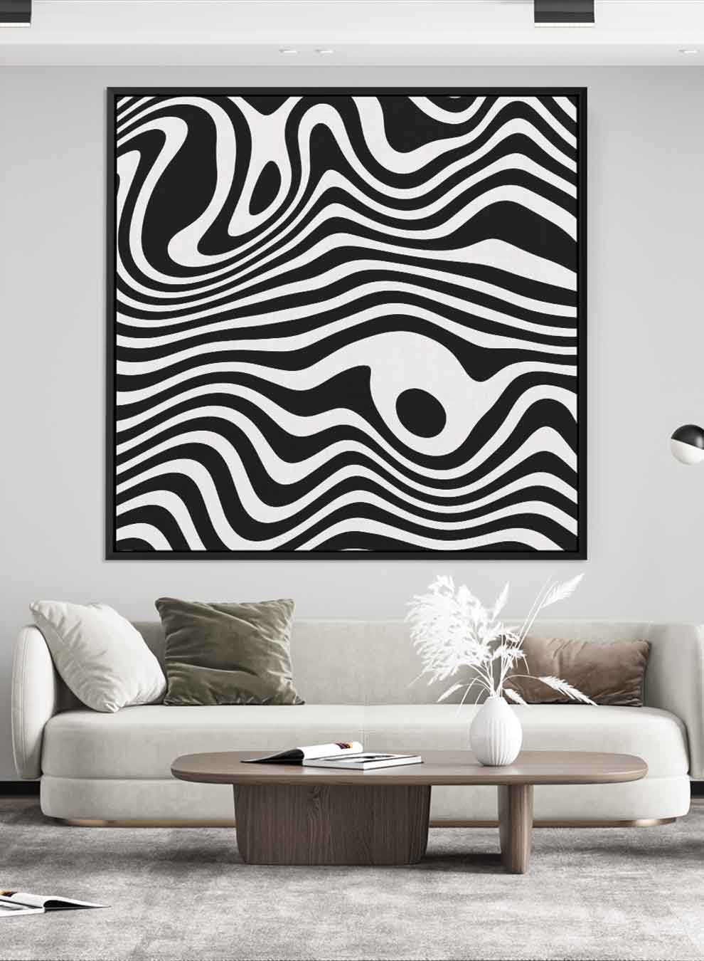 Square Canvas Wall Art Stretched Over Wooden Frame with Gold Floating Frame and Abstract Art Painting Paintings & Pictures| LOWHA