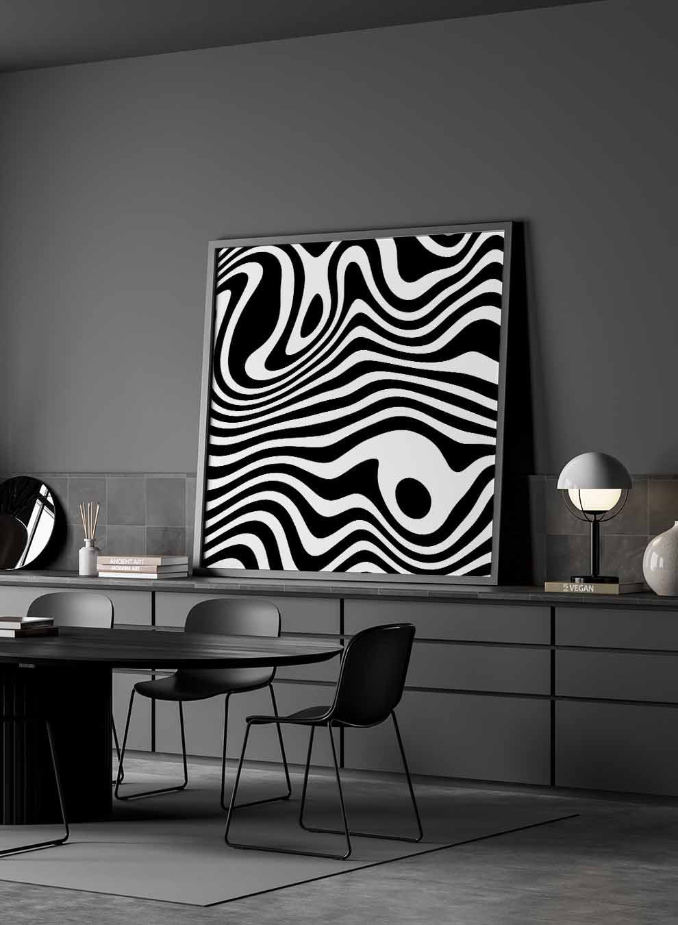 Square Canvas Wall Art Stretched Over Wooden Frame with Gold Floating Frame and Abstract Art Painting Paintings & Pictures| LOWHA