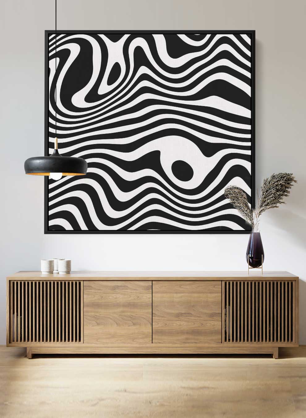 Square Canvas Wall Art Stretched Over Wooden Frame with Gold Floating Frame and Abstract Art Painting Paintings & Pictures| LOWHA