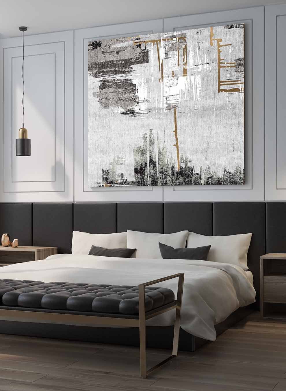 Square Canvas Wall Art Stretched Over Wooden Frame with Gold Floating Frame and Abstract Art Painting1 Paintings & Pictures| LOWHA