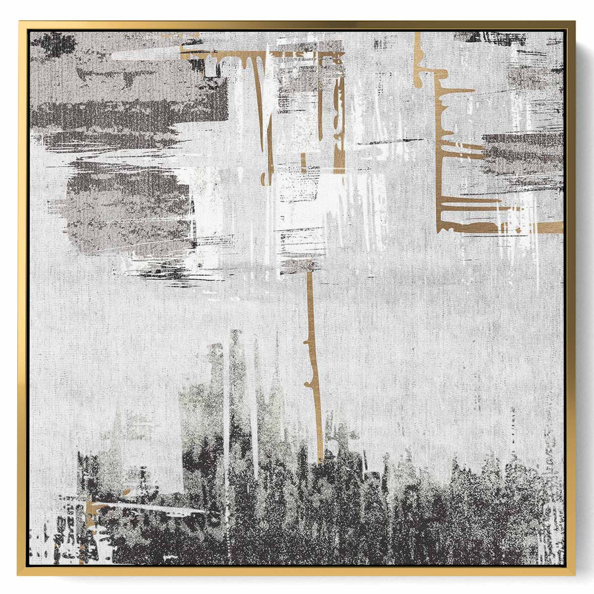 Square Canvas Wall Art Stretched Over Wooden Frame with Gold Floating Frame and Abstract Art Painting1 Paintings & Pictures| LOWHA