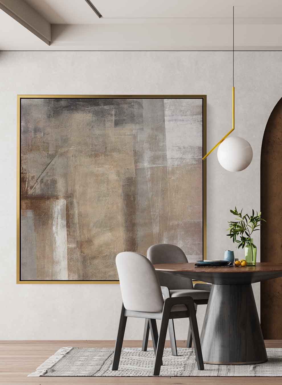 Square Canvas Wall Art Stretched Over Wooden Frame with Gold Floating Frame and Abstract Art Painting21 Paintings & Pictures| LOWHA