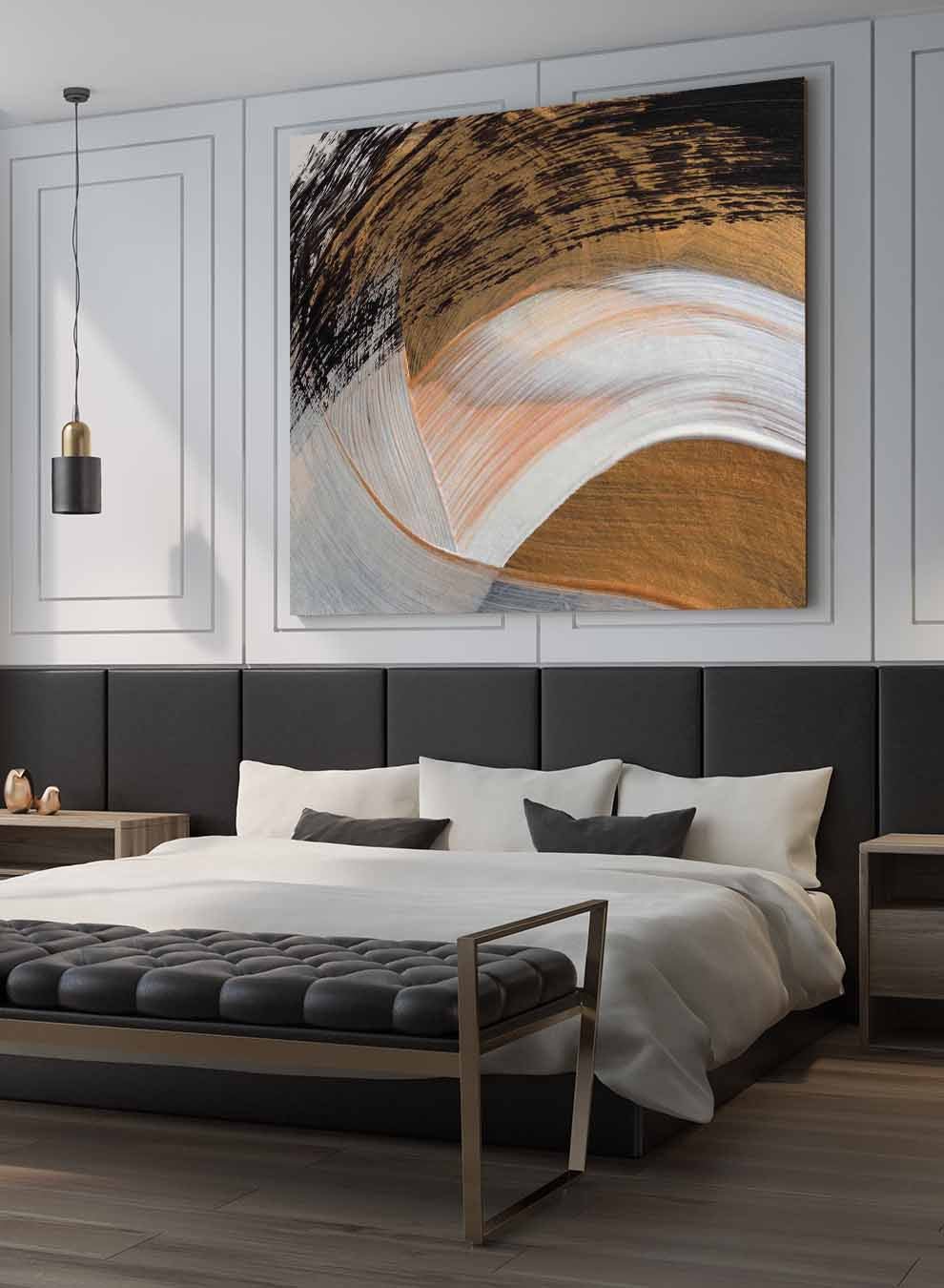 Square Canvas Wall Art Stretched Over Wooden Frame with Gold Floating Frame and Beautiful Country House Painting Paintings & Pictures| LOWHA