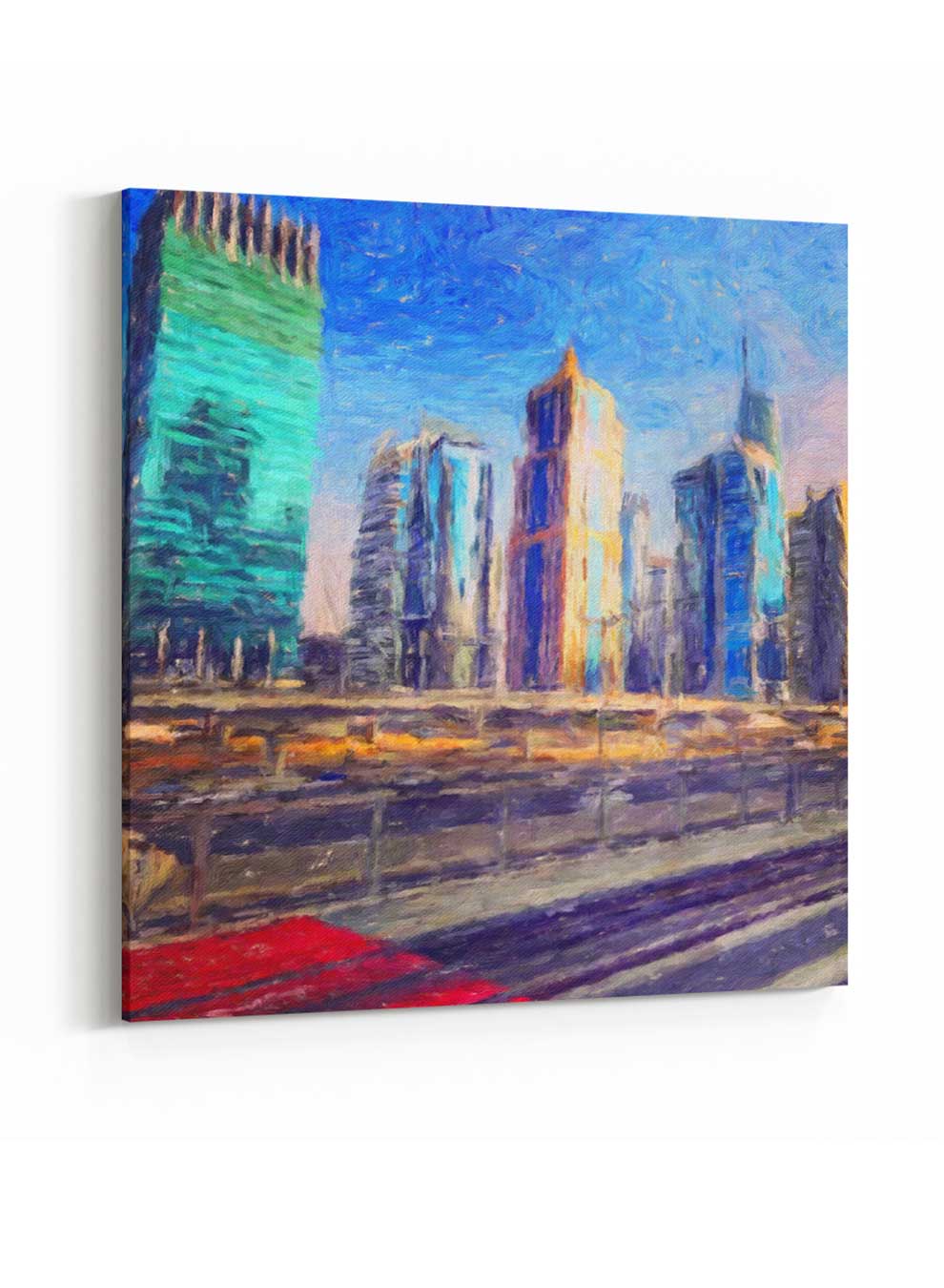 Square Canvas Wall Art Stretched Over Wooden Frame with Gold Floating Frame and Boat Oil Painting Paintings & Pictures| LOWHA