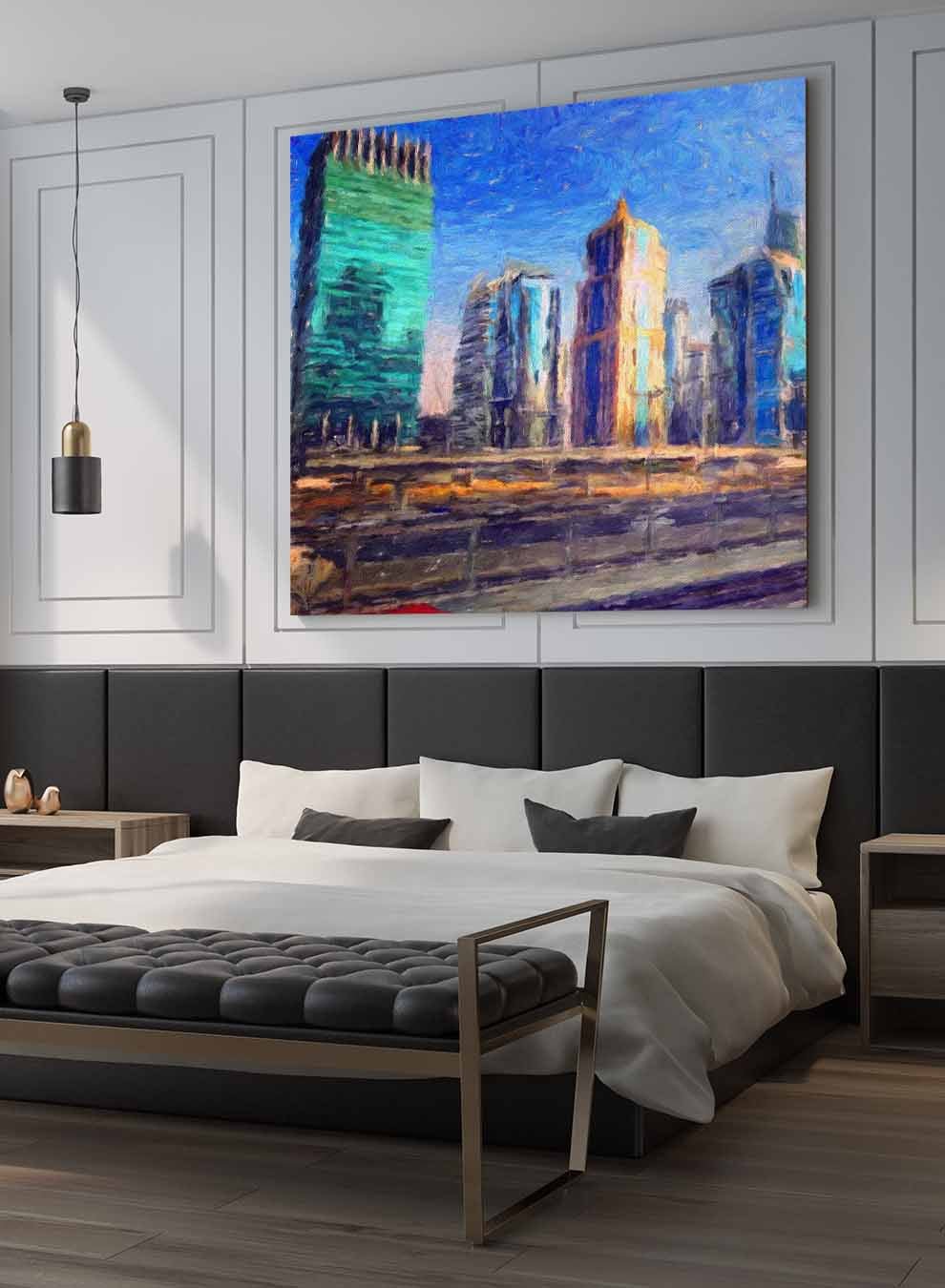Square Canvas Wall Art Stretched Over Wooden Frame with Gold Floating Frame and Boat Oil Painting Paintings & Pictures| LOWHA